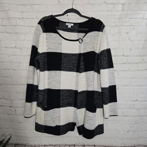 The Tog Shop Plaid Wool Blend Sweater Top Button Carsigan Lagenlook OldMoney Xl